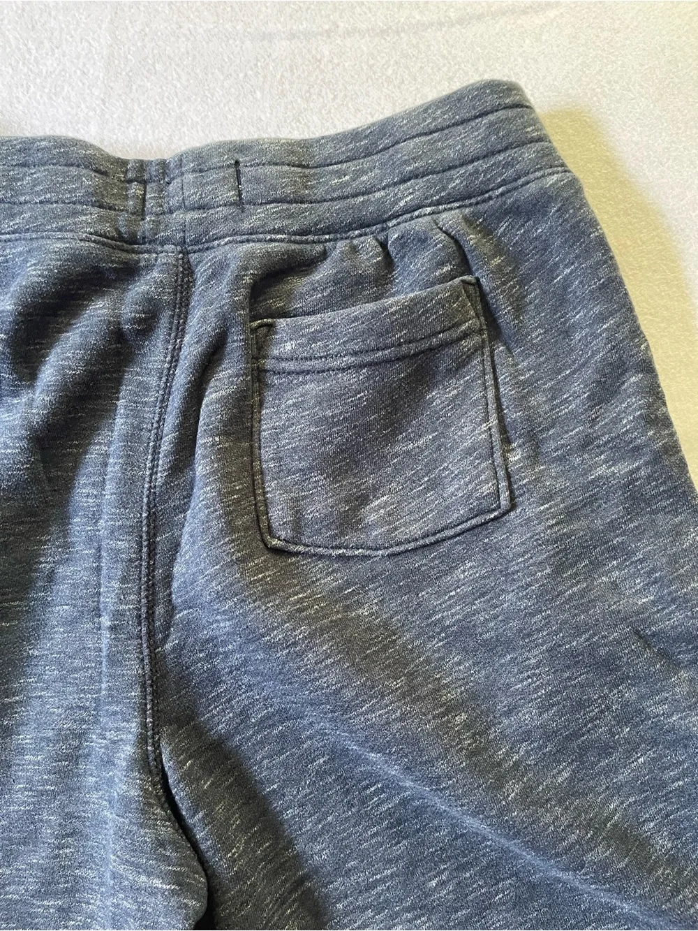 Hollister Men's Heather Navy Drawstring Logo Shorts